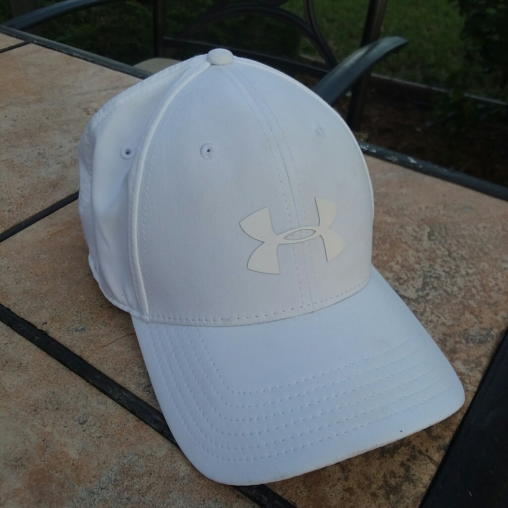 UNDER ARMOUR Dri Fit White Baseball Cap Hat L XL